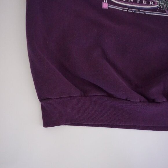 Vtg '90S Jerzees Wisconsin Winter Puff Print Purple Cotton Crew Neck Sweater XL - Picture 7 of 9